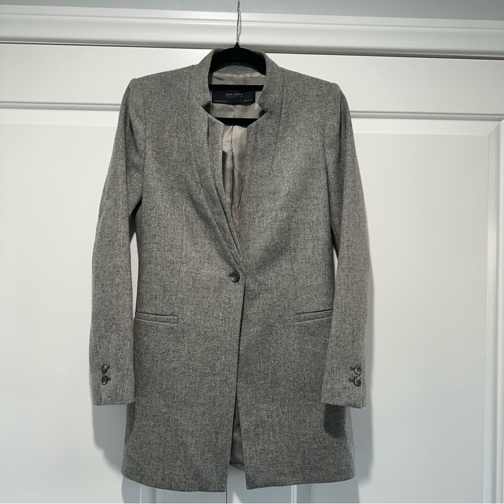 Zara Gray Women's Blazer Jacket - Lamb Wool - Size Small